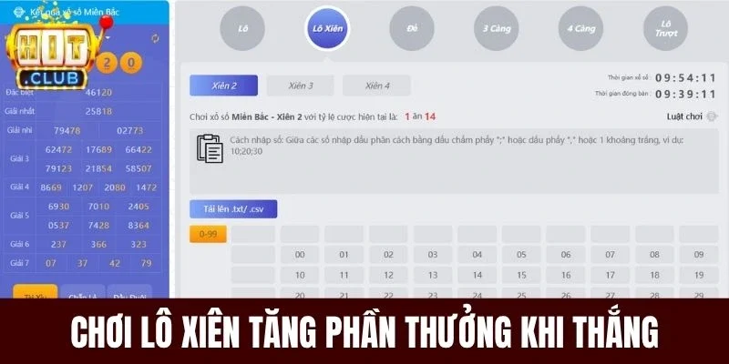 Chơi lô xiên tăng phần thưởng khi thắng