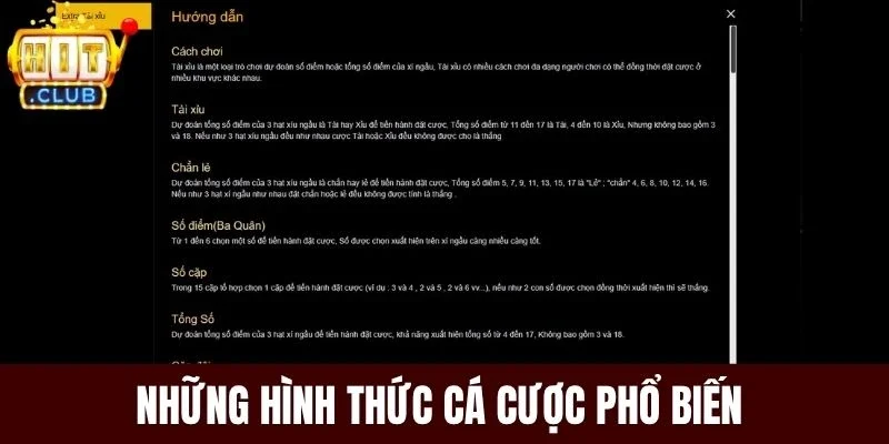 Những hình thức cá cược phổ biến 